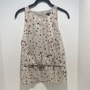 Ann Taylor Beige and Multicolor Sleeveless Blouse, Size 8
